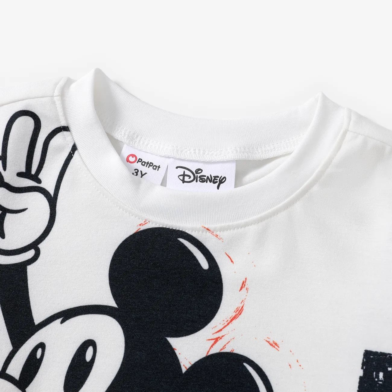 Disney Mickey and Friends Toddler/Kid Boys 2pcs Naia™ Mickey Checker Print Top with Detachable Belt Shorts Set White big image 1