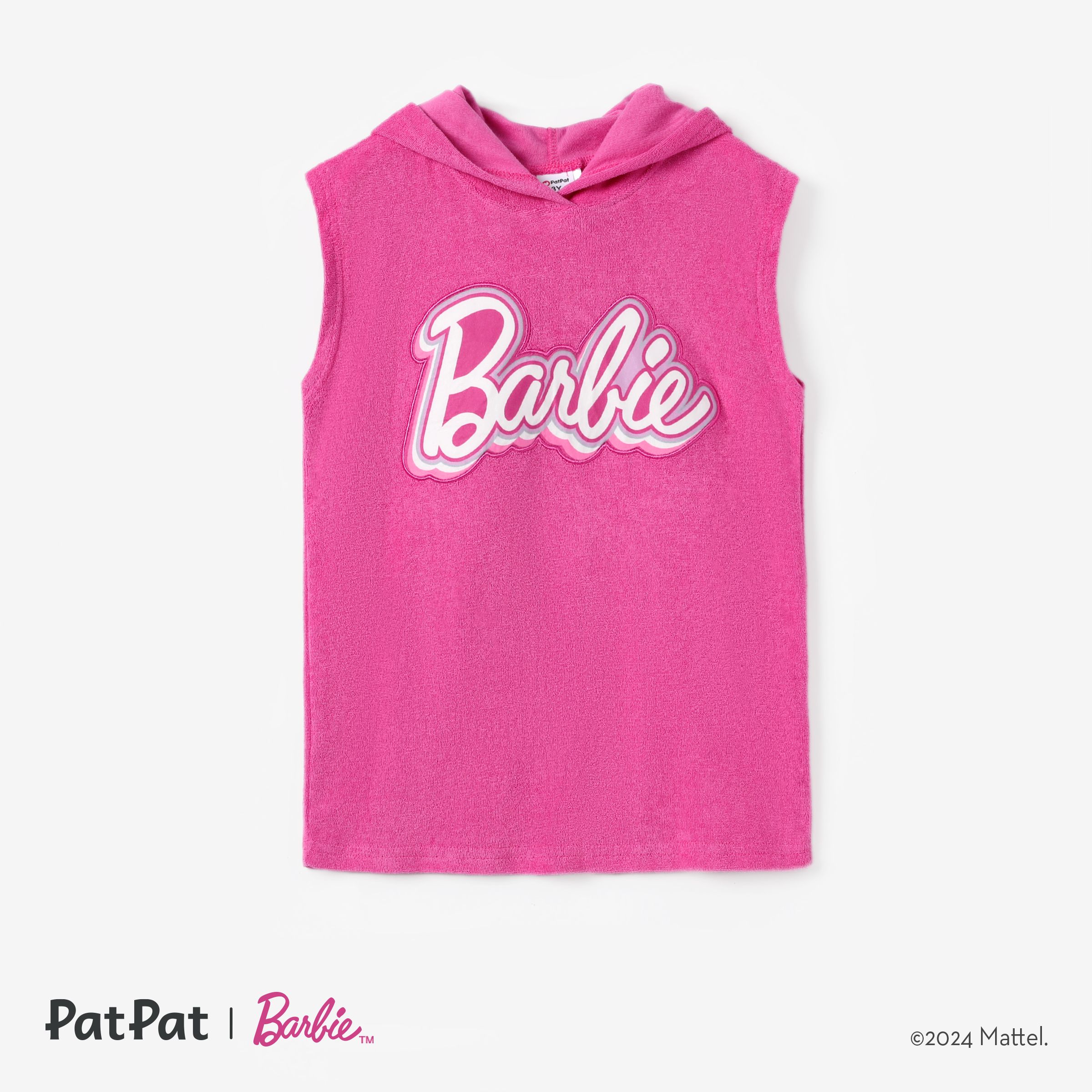 Barbie Toddler/Kids Girls 1pc Cotton Classic Logo Print Hooded Towel/Swimsuit Coverup