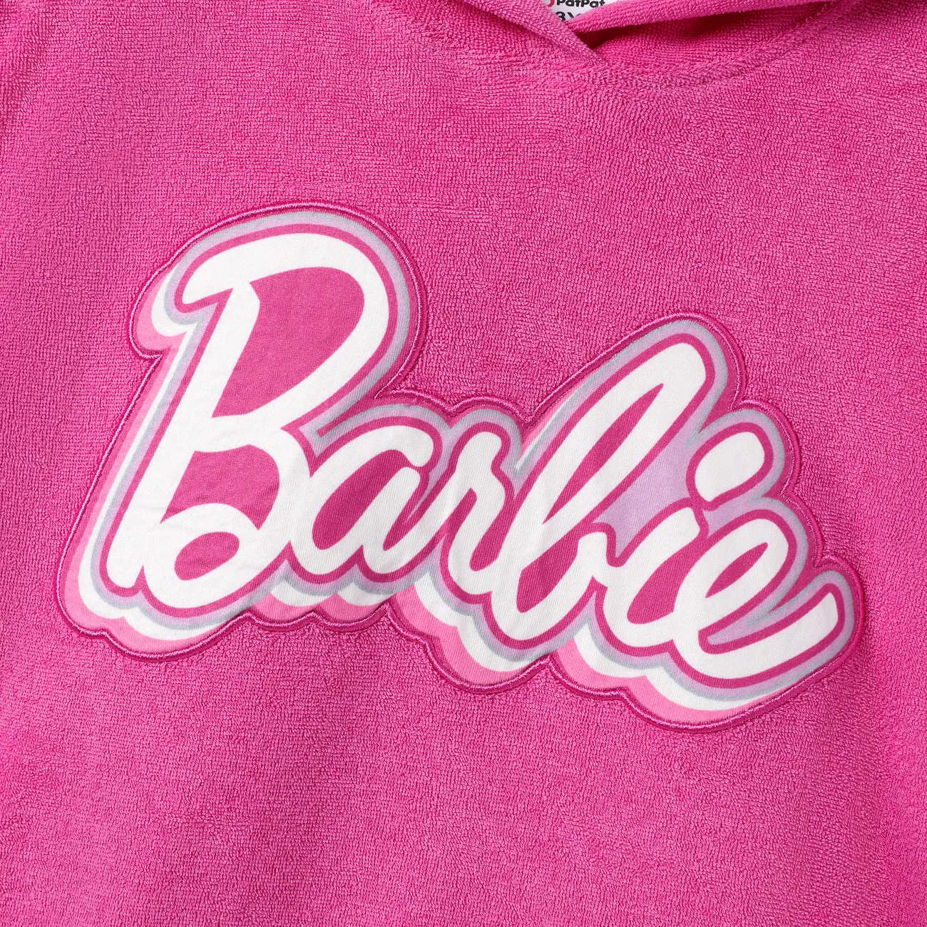 Barbie Toddler/Kids Girls 1pc Cotton Classic Logo Print Hooded Towel/Swimsuit Coverup  Roseo big image 1