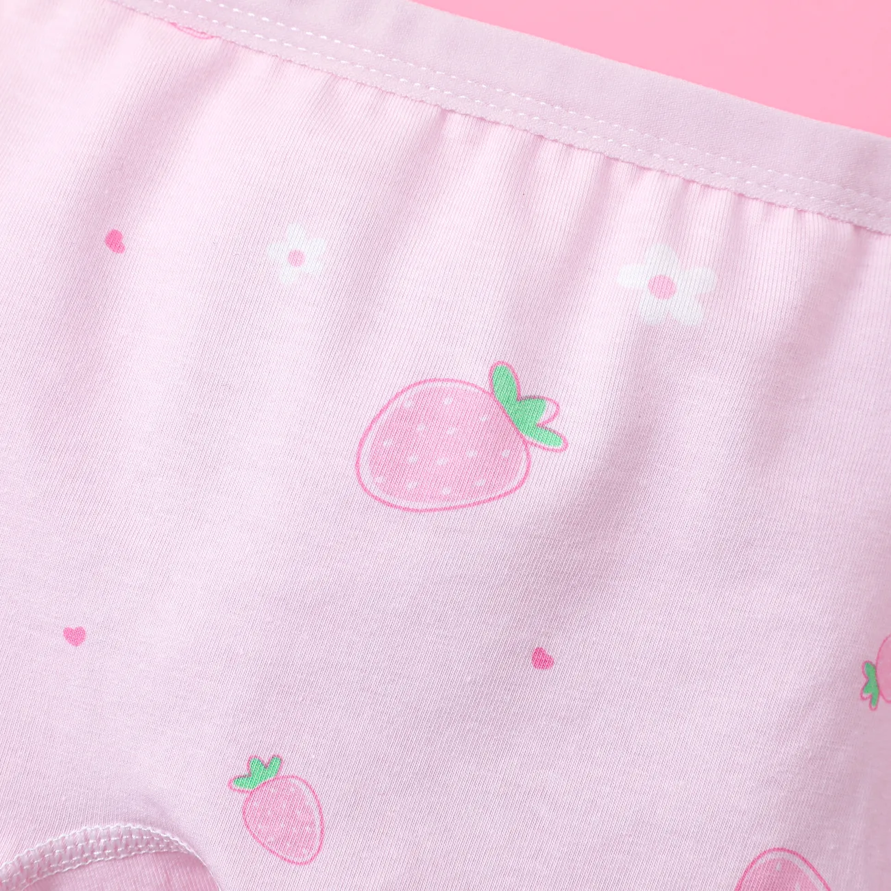 童趣水果和蔬菜 4 件女孩棉質緊身內衣 粉色 big image 1