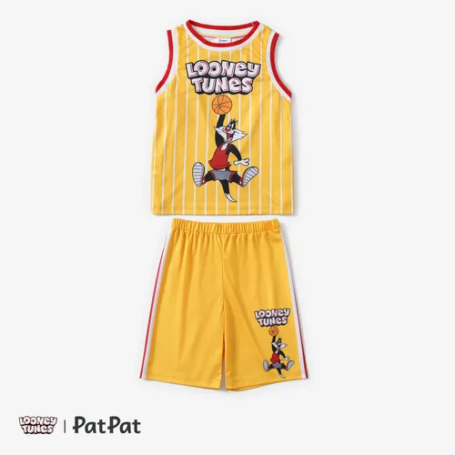 Looney Tunes Kleinkind/Kind Jungen 2pcs Charakter Basketball Gestreiftes Tanktop mit Shorts Sportliches Set