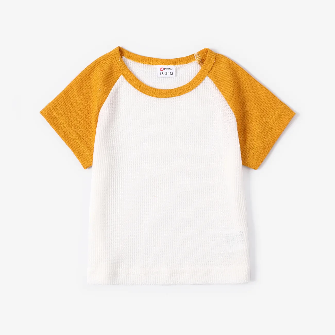 2 pièces Enfant en bas âge Garçon Couture de tissus Basique ensembles de t-shirts Jaune big image 1