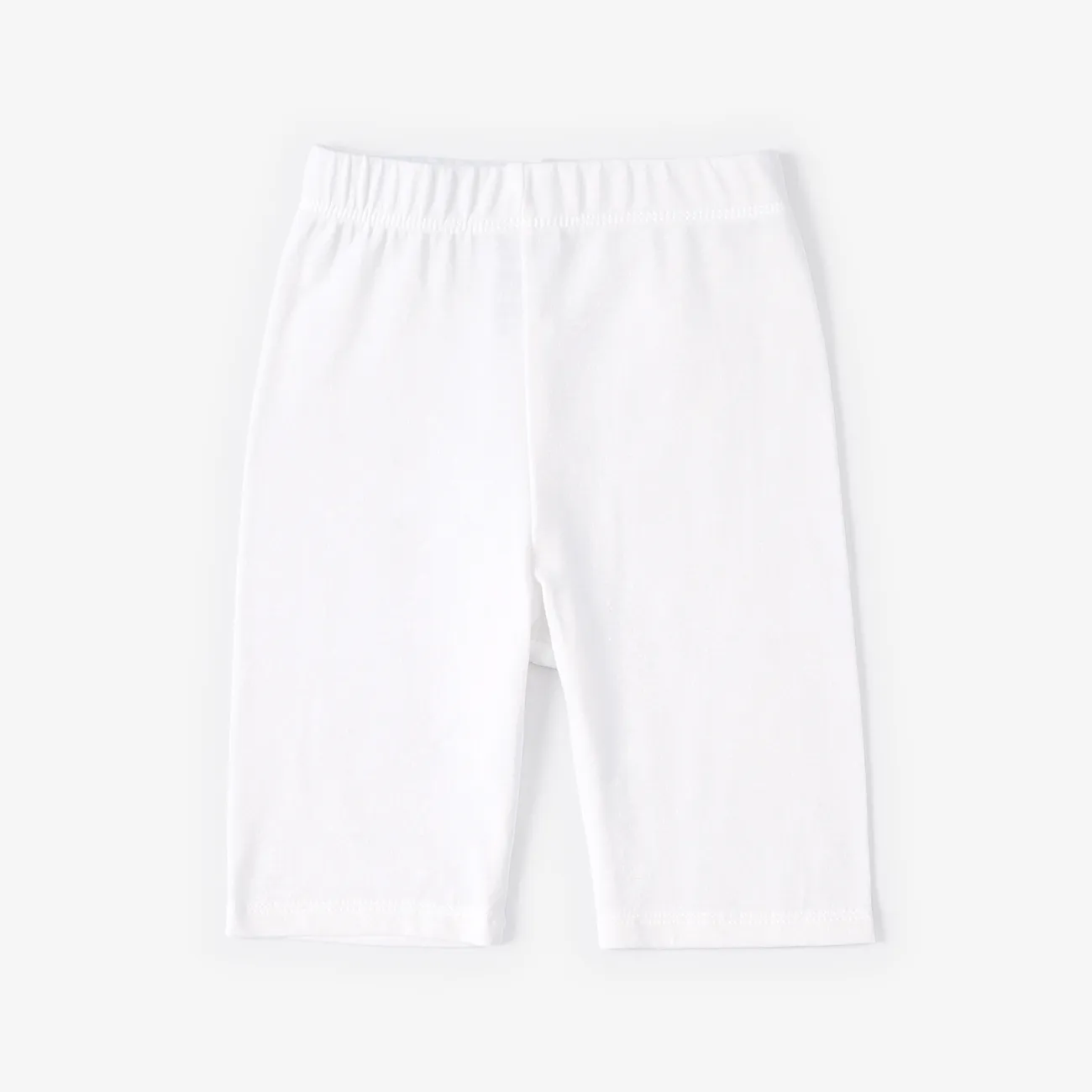 shorts leggings de algodão de cor sólida para criança/criança Branco big image 1