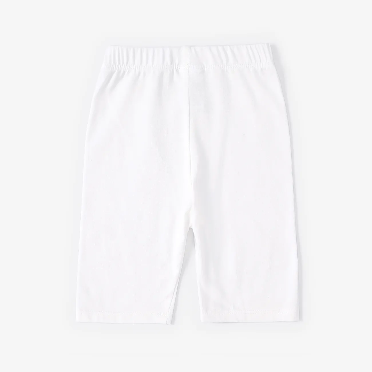 shorts leggings de algodão de cor sólida para criança/criança Branco big image 1