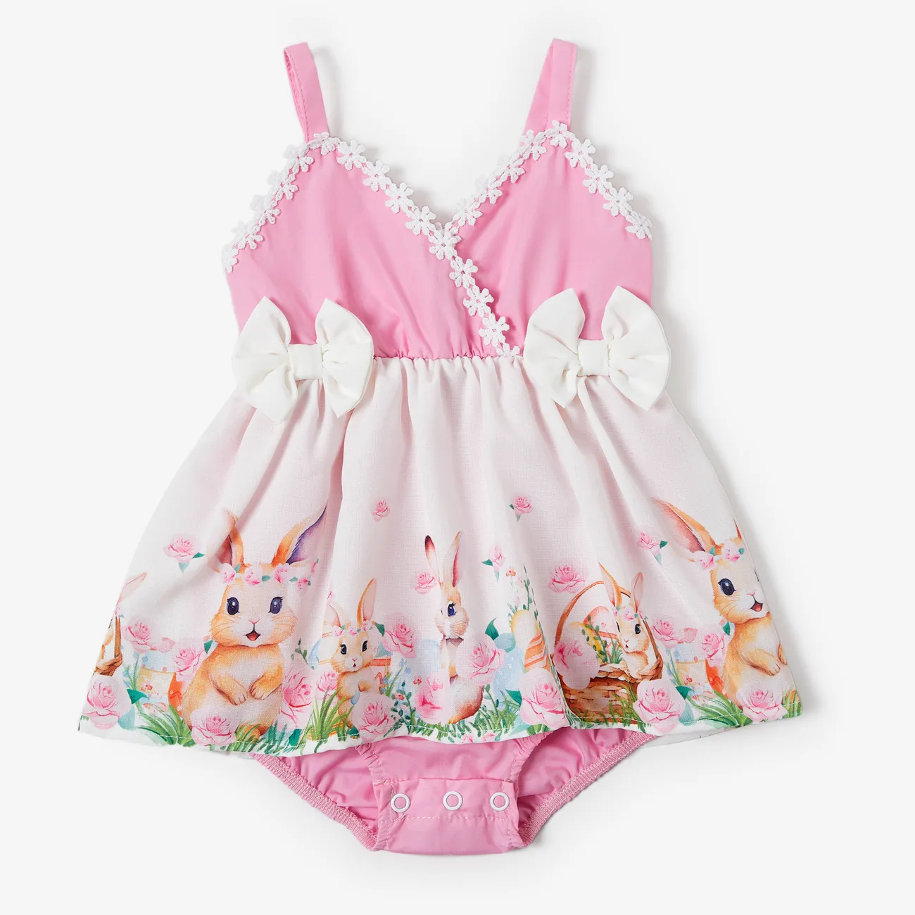 嬰兒 女 背心 兔仔 甜美 背心 連身衣 粉色 big image 1