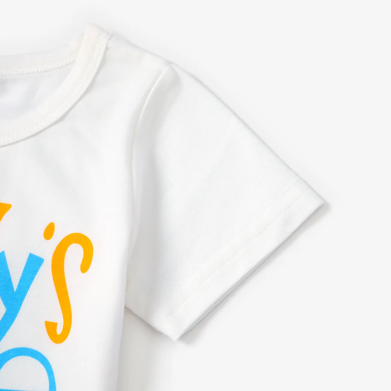 2pcs Baby Boy Letter Print Short-sleeve T-shirt and Dinosaur Print Shorts Set White big image 1