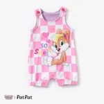Looney Tunes Baby Boys/Girls 1pc Grid/Houndstooth Character Print Sleeveless Romper
 Pink