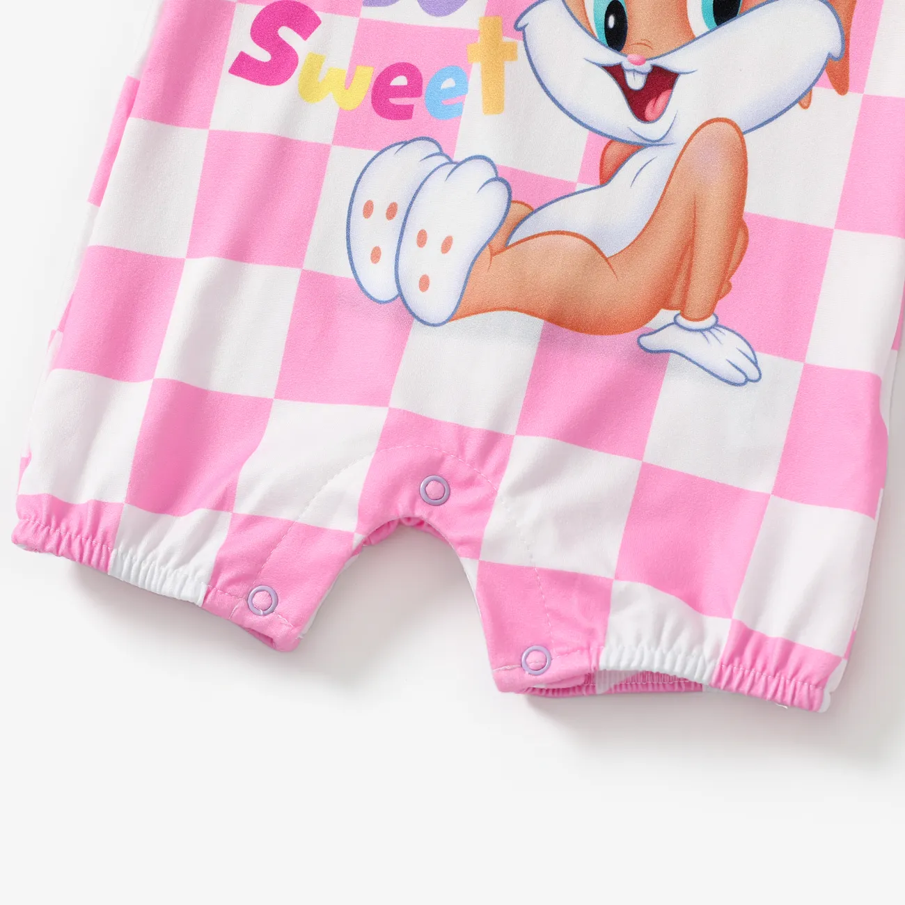 Looney Tunes Baby Boys/Girls 1pc Grid/Houndstooth Character Print Sleeveless Romper
 Pink big image 1