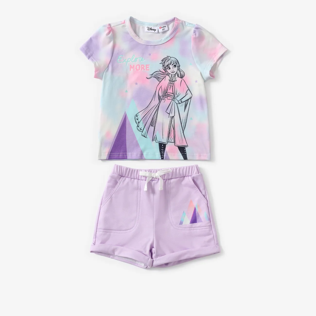 La Reine des neiges de Disney 2 pièces Enfant en bas âge Fille Enfantin ensembles de t-shirts rose-mauve big image 1