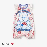 Care Bears Baby Girls Independence Day 1pc Character Star Print Flutter Sleeve Onesie White