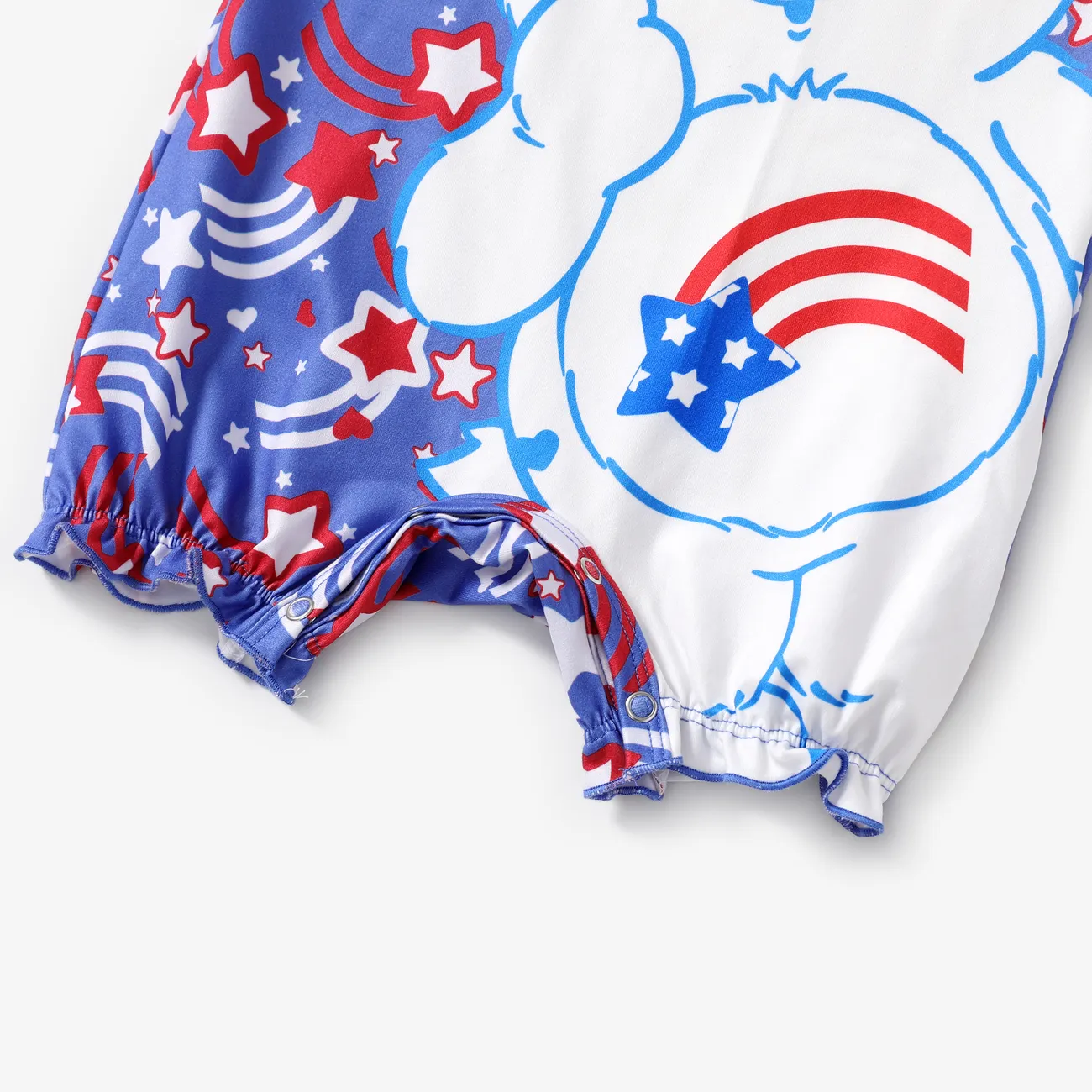 Care Bears Baby Girls Independence Day 1pc Character Star Print Flutter Sleeve Onesie Blue big image 1