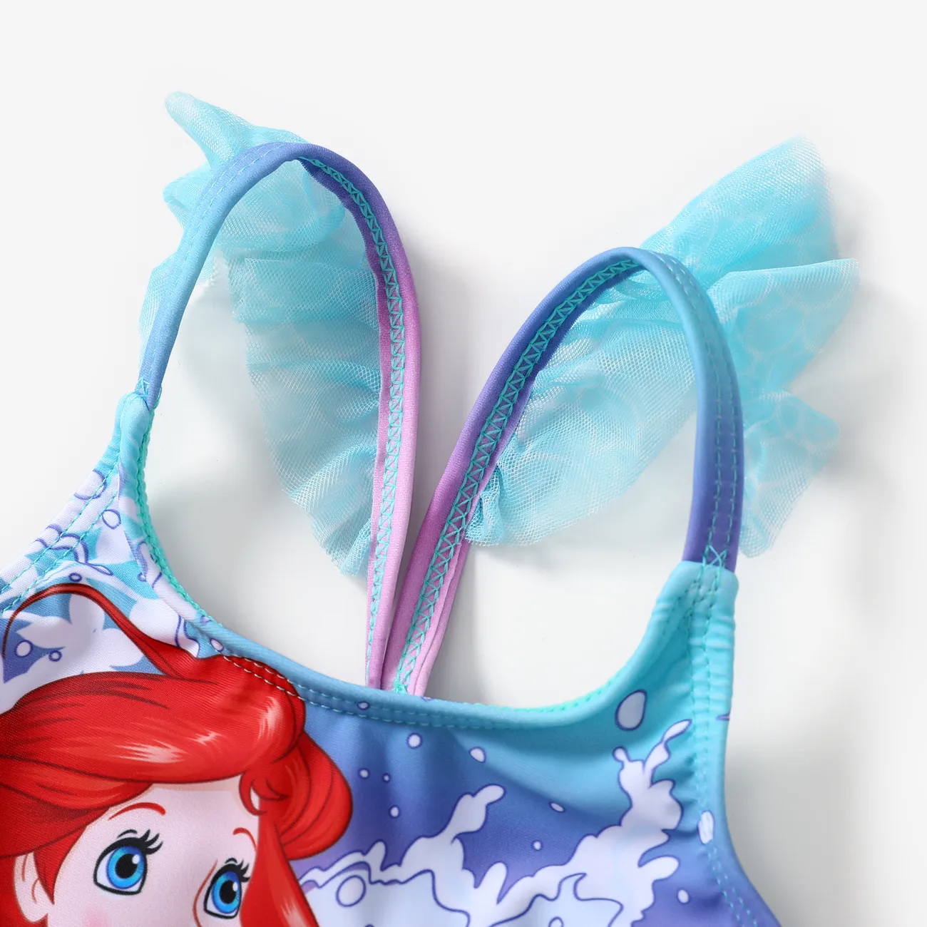 Disney Princess Niño pequeño Chica Costura de tela Dulce Trajes de baño azul claro big image 1
