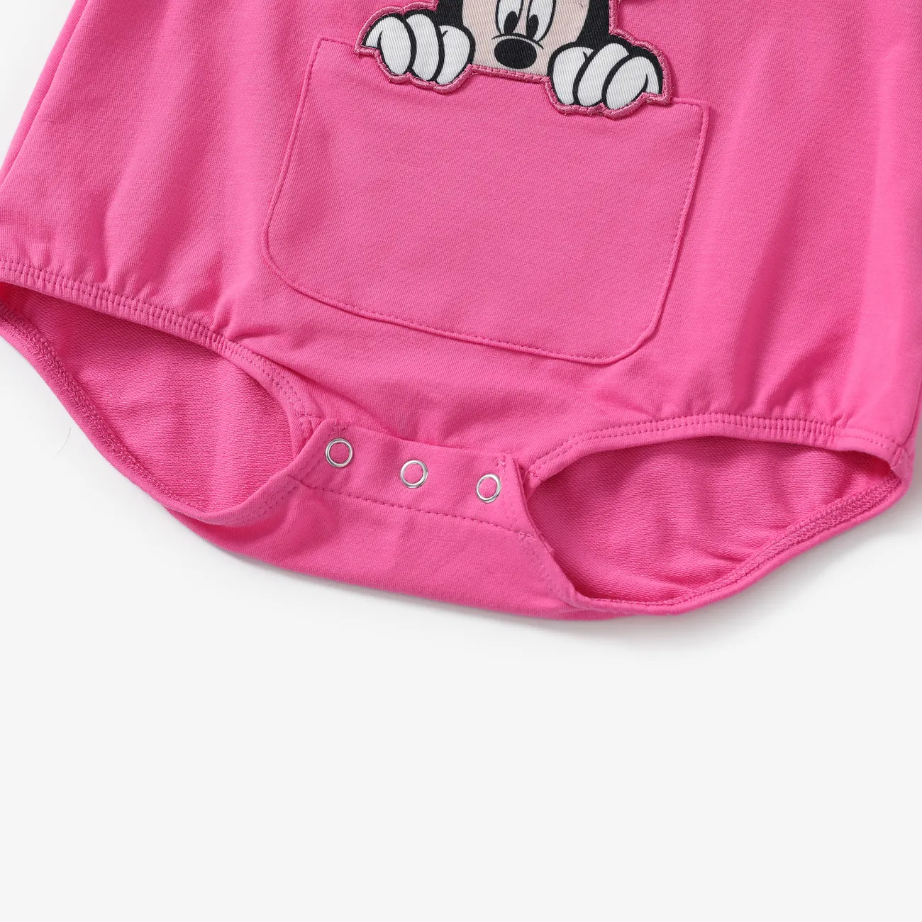 Disney Mickey and Friends Baby Boys/Girls 1pc Cotton Patch Embroidered Overalls  Pink big image 1