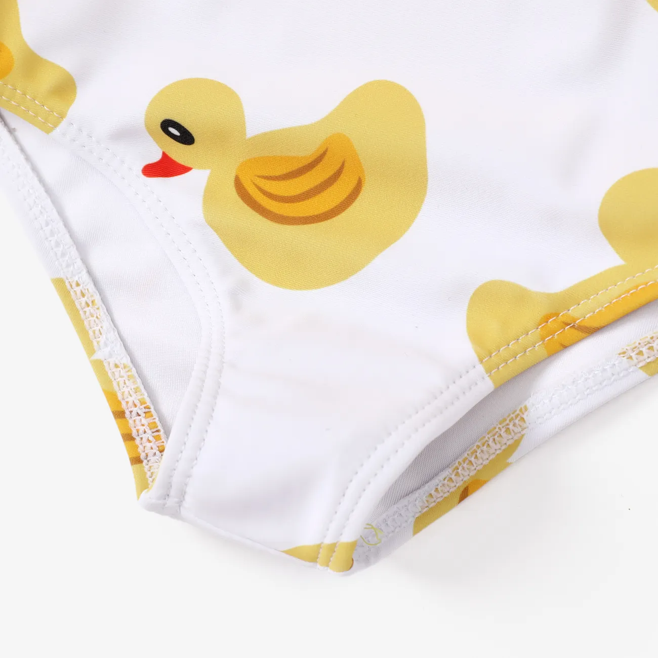 Baby Girl 2pcs Childlike Animal Ruffle Swimsuit with Hat Yellow big image 1