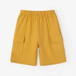 shorts elásticos de design de bolso de cor sólida menino garoto Amarelo