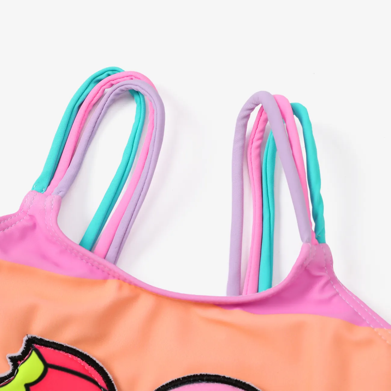 Costume da bagno a righe arcobaleno con design 3D per bambini Multicolore big image 1