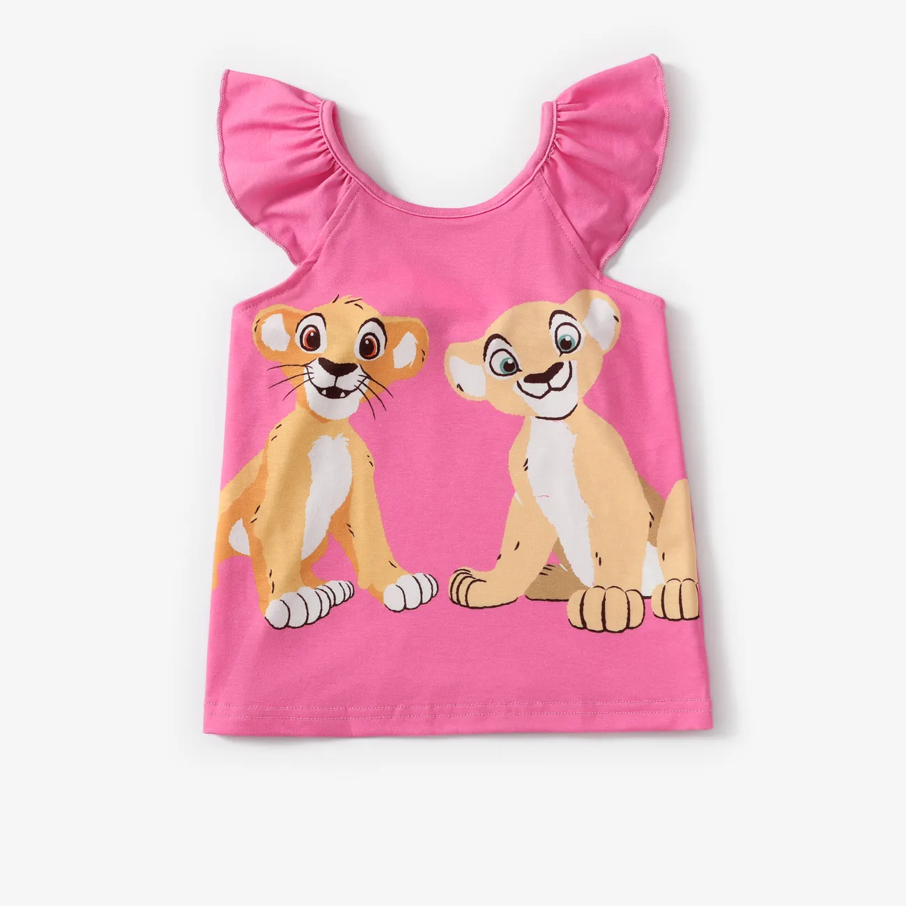 Disney Lion King Toddler Girls Simba 2pcs Naia™ Character Print Flutter-sleeve Top with Leopard Print Skirt Set Pink big image 1