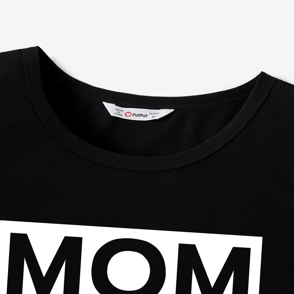 Mother's Day Mommy and Me Black Short Sleeves Letter Printed Tops  MultiColour big image 1