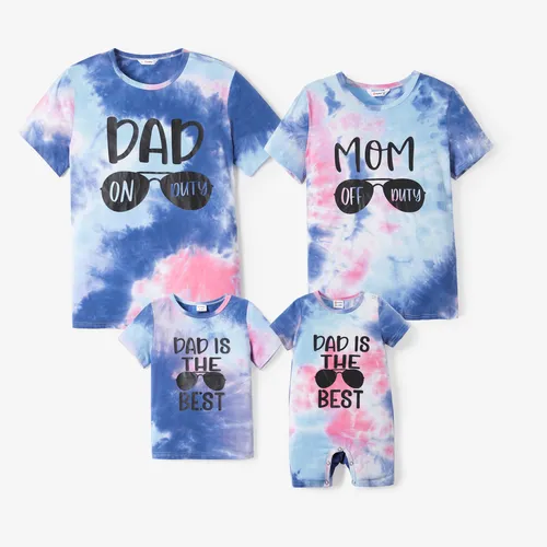 Family Matching Tie-Dye Sunglasses Pattern Short Sleeves Tops