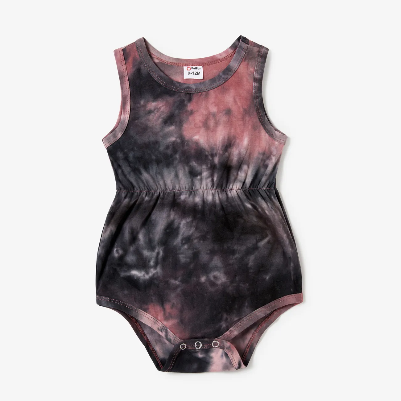 Mommy and Me Black and Red Tie-Dyed Sleeveless Body-con Dress blackgray big image 1