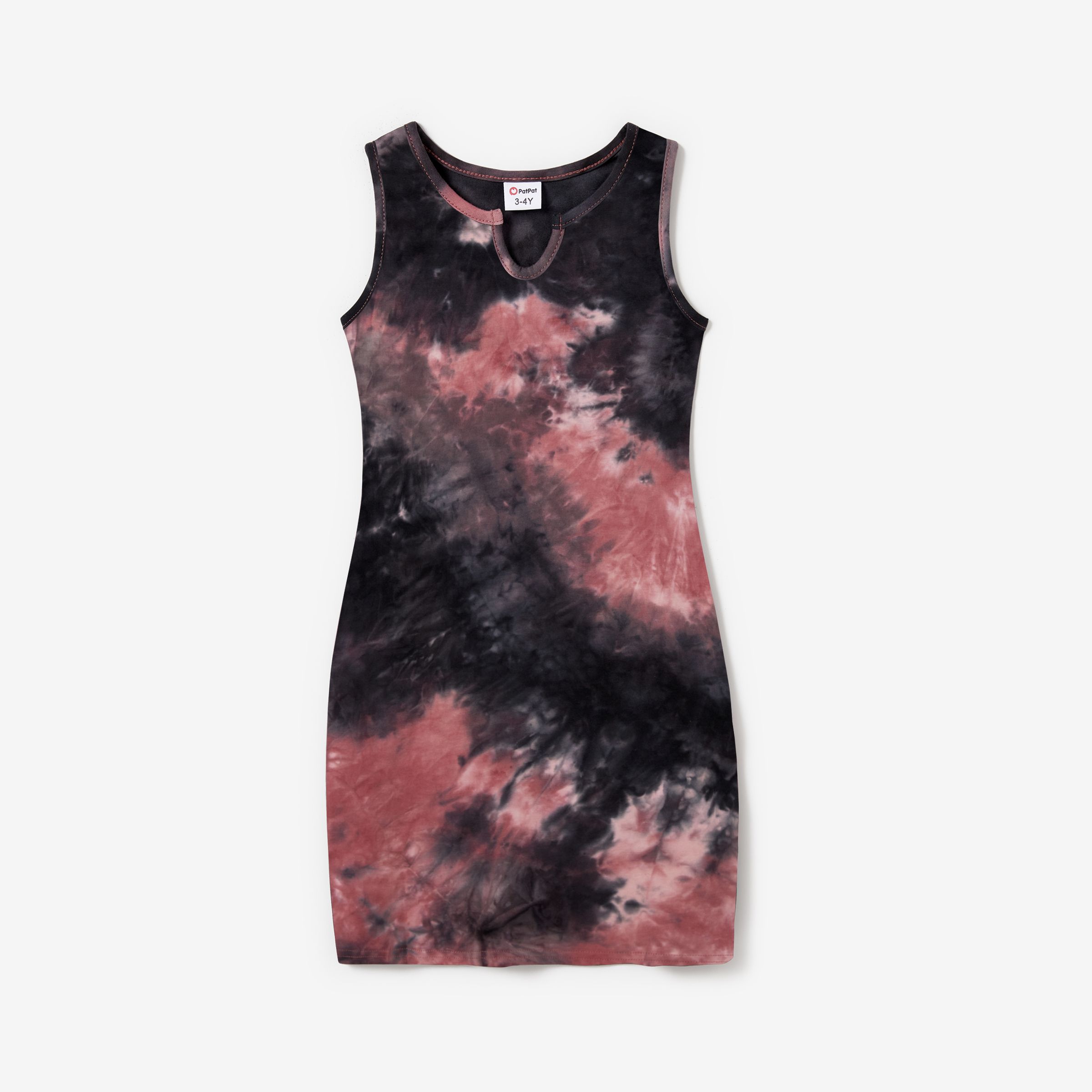 

Mommy and Me Black and Red Tie-Dyed Sleeveless Body-con Dress
