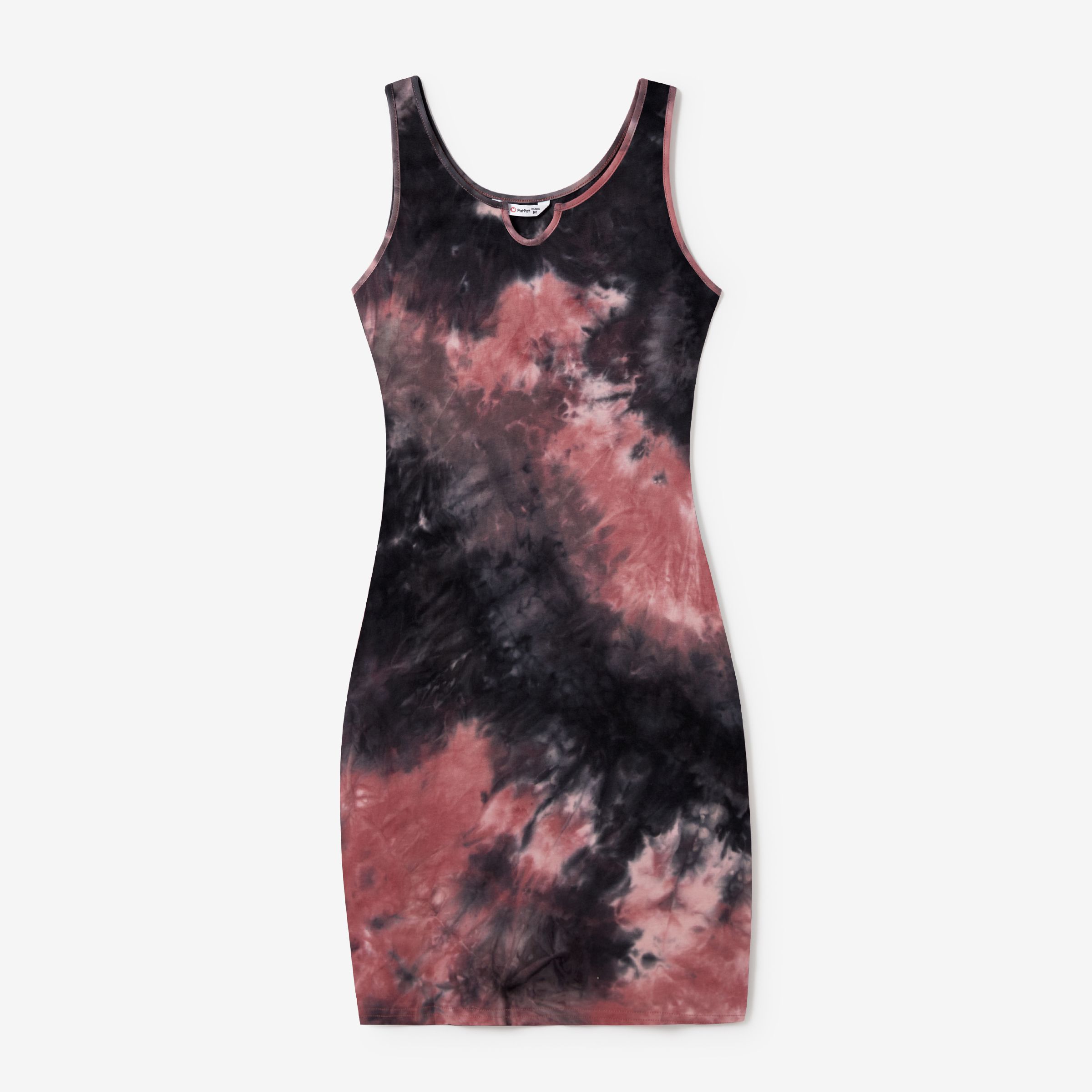 Mommy and Me Black and Red Tie-Dyed Sleeveless Body-con Dress