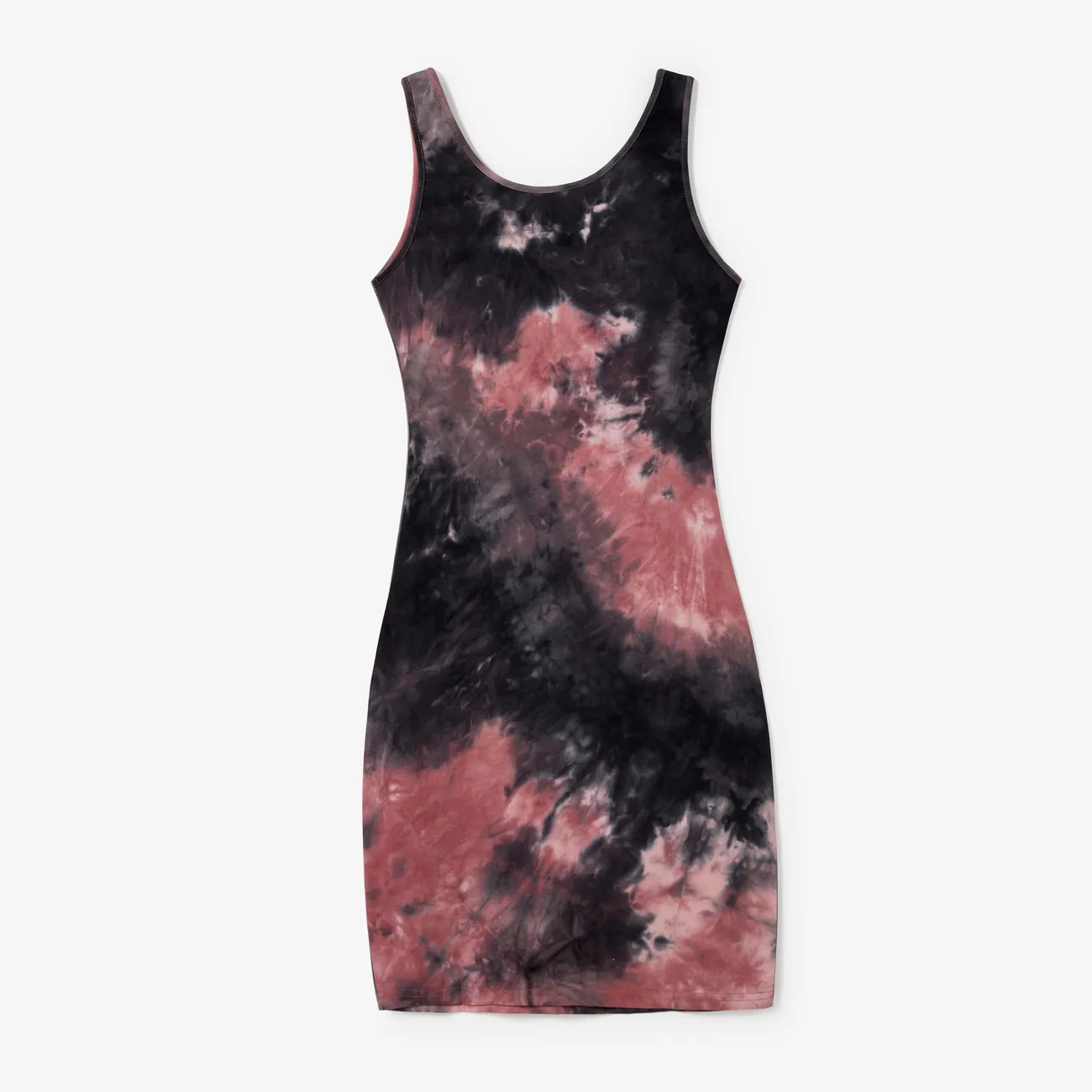 Mommy and Me Black and Red Tie-Dyed Sleeveless Body-con Dress blackgray big image 1