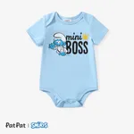 The Smurfs Baby Boys 1pc Cotton Character Stripe Print Short-sleeve Romper Light Blue