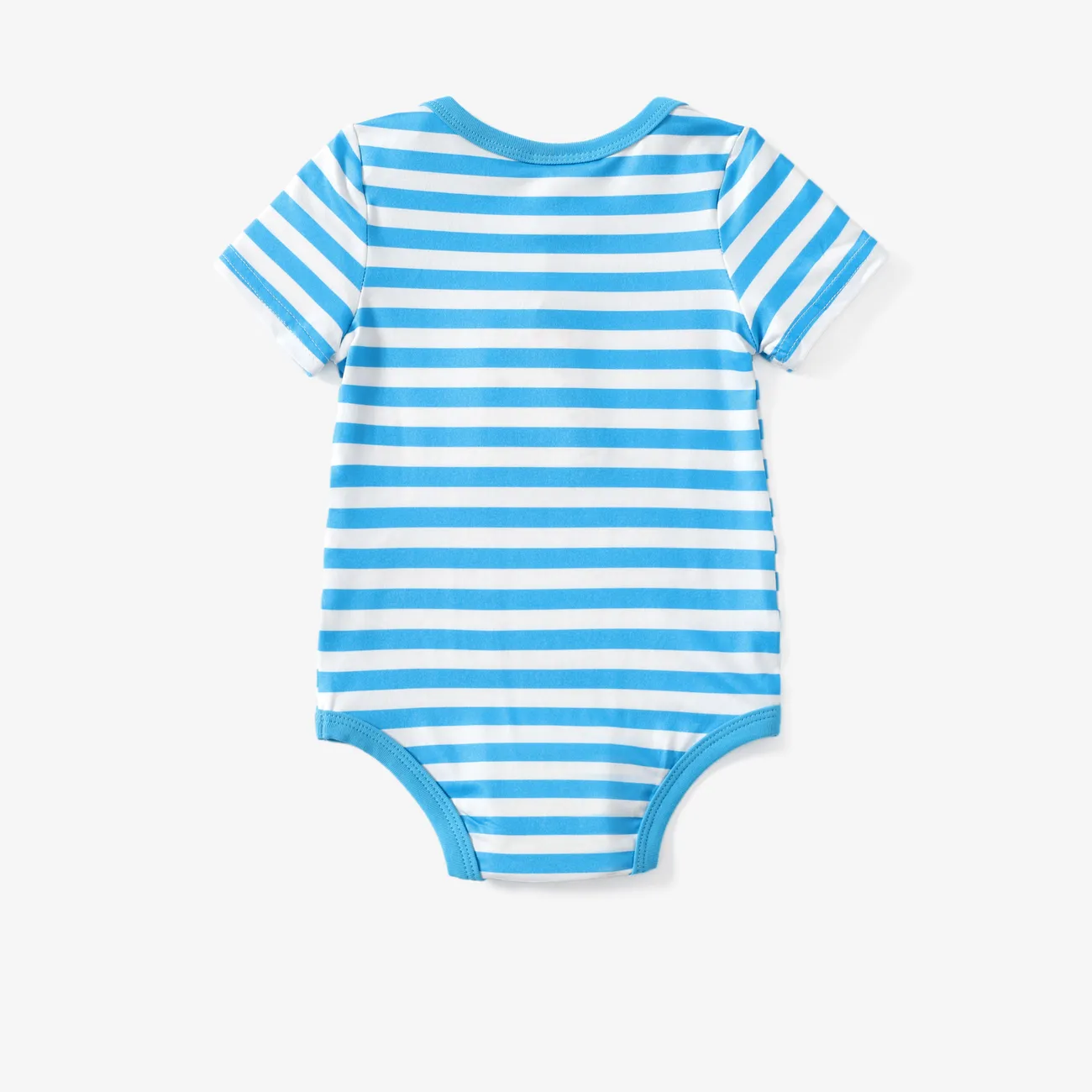 The Smurfs Baby Boys 1pc Cotton Character Stripe Print Short-sleeve Romper Blue big image 1