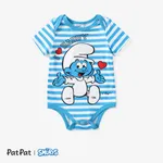 The Smurfs Baby Boys 1pc Cotton Character Stripe Print Short-sleeve Romper Blue