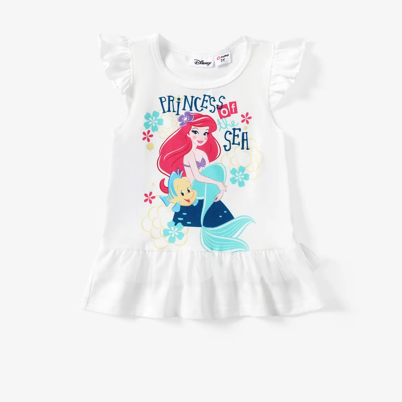 Disney Princess 2 Stück Kleinkinder Mädchen Rüschenrand Kindlich T-Shirt-Sets weiß big image 1