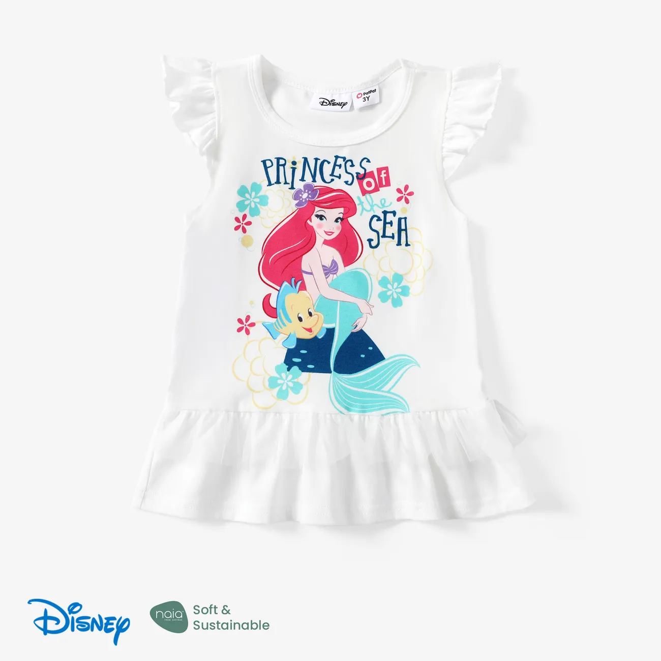 Disney Princess 2 Stück Kleinkinder Mädchen Rüschenrand Kindlich T-Shirt-Sets weiß big image 1