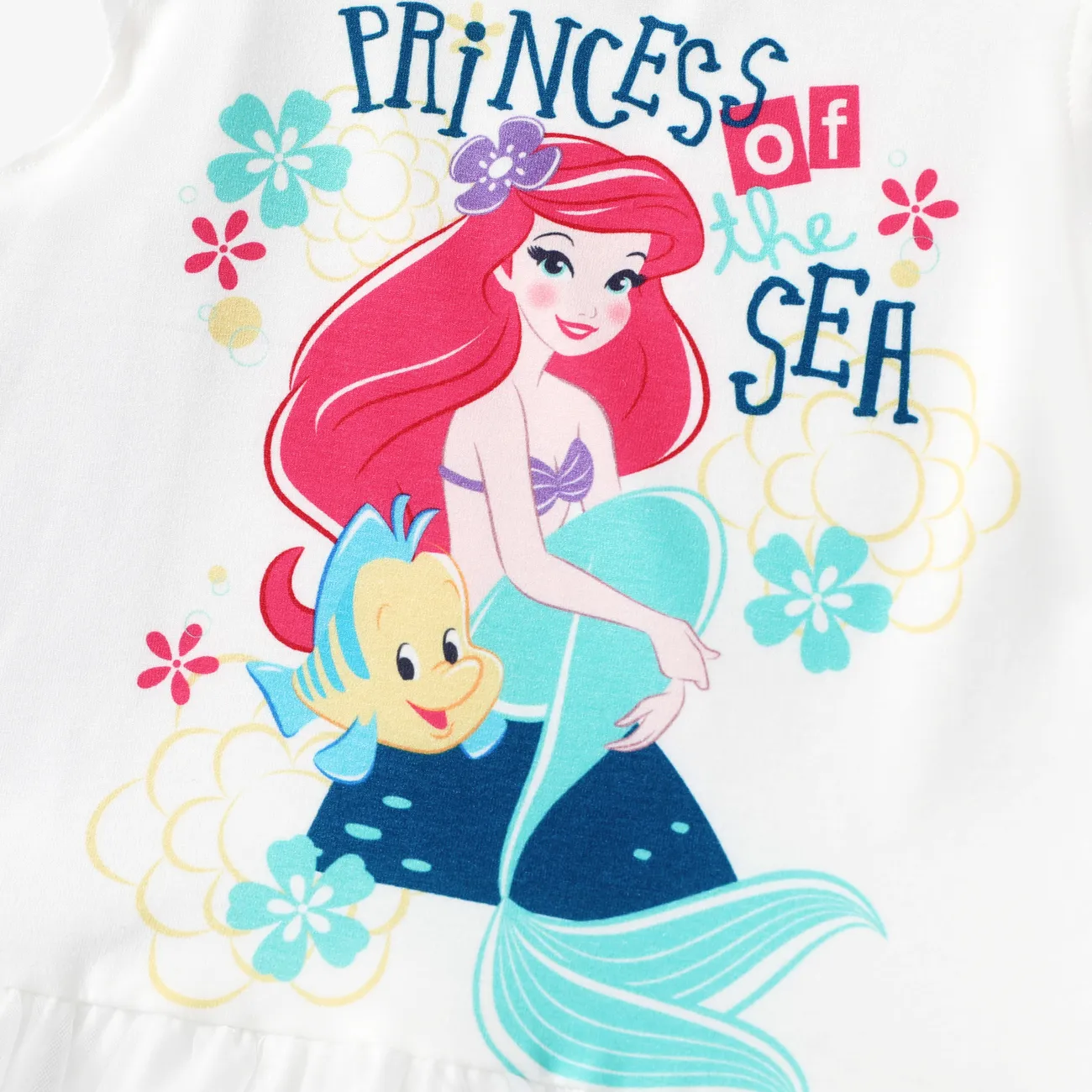 Disney Princess 2 pièces Enfant en bas âge Fille Bord à volants Enfantin ensembles de t-shirts Blanc big image 1
