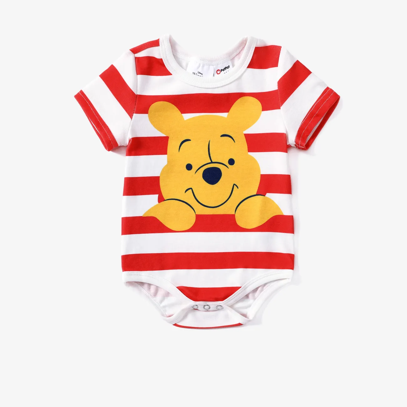 Disney Winnie the Pooh Baby Boys/Girls 1pc Naia™ Fun Character Fruit/Striped Print Short-sleeve Romper Red big image 1