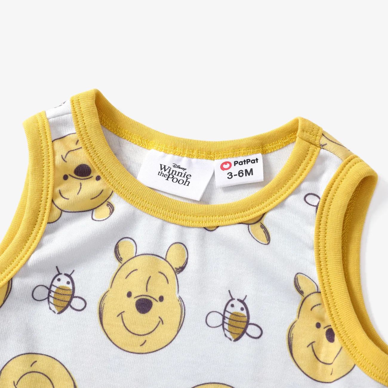 Disney Winnie the Pooh Baby Boys/Girls 1pc Naia™ Character All-over Print Short-sleeve Romper Yellow big image 1