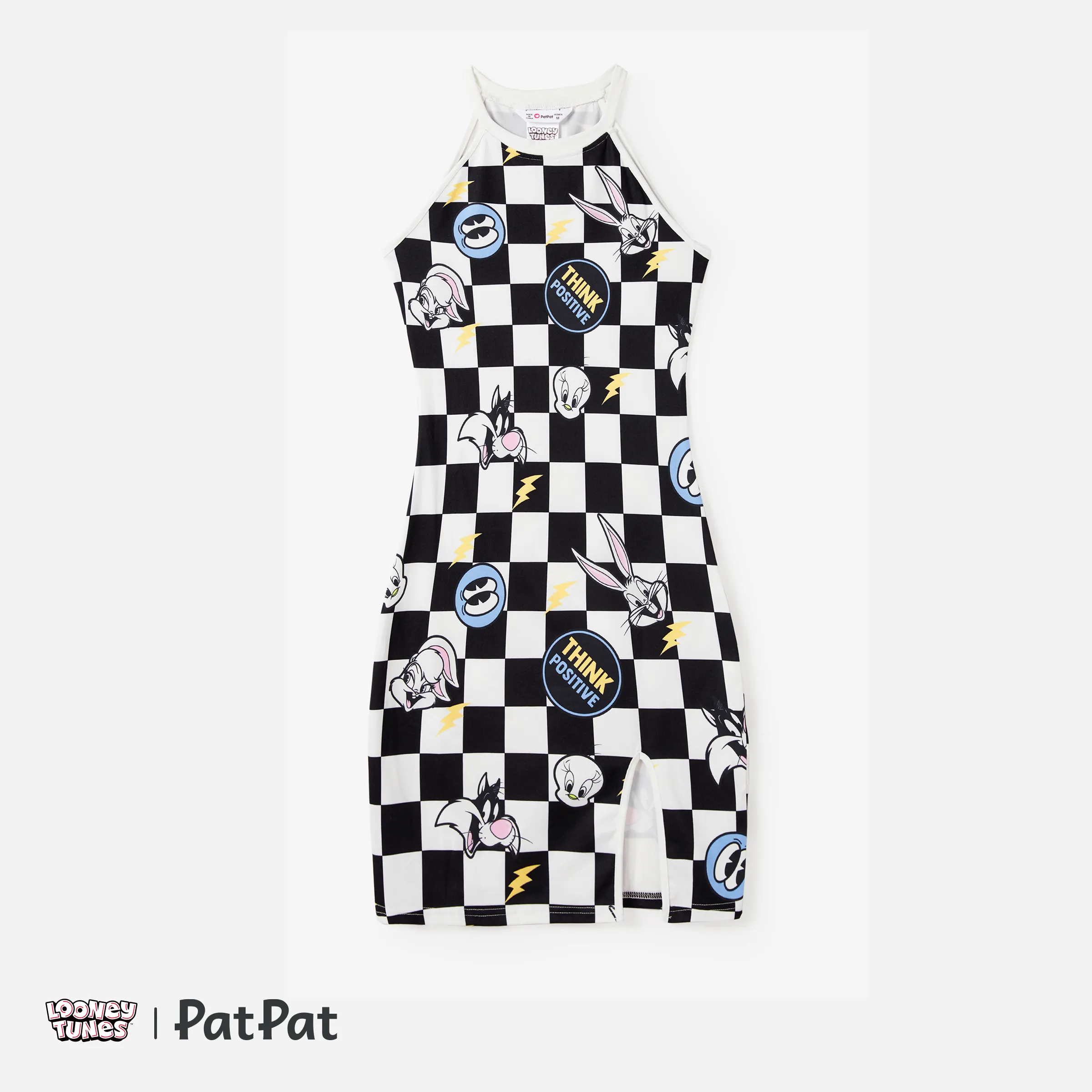 

Looney Tunes Family Matching Black and White Checkered with Character Print Tee/Sleeveless Halter Dress/Romper