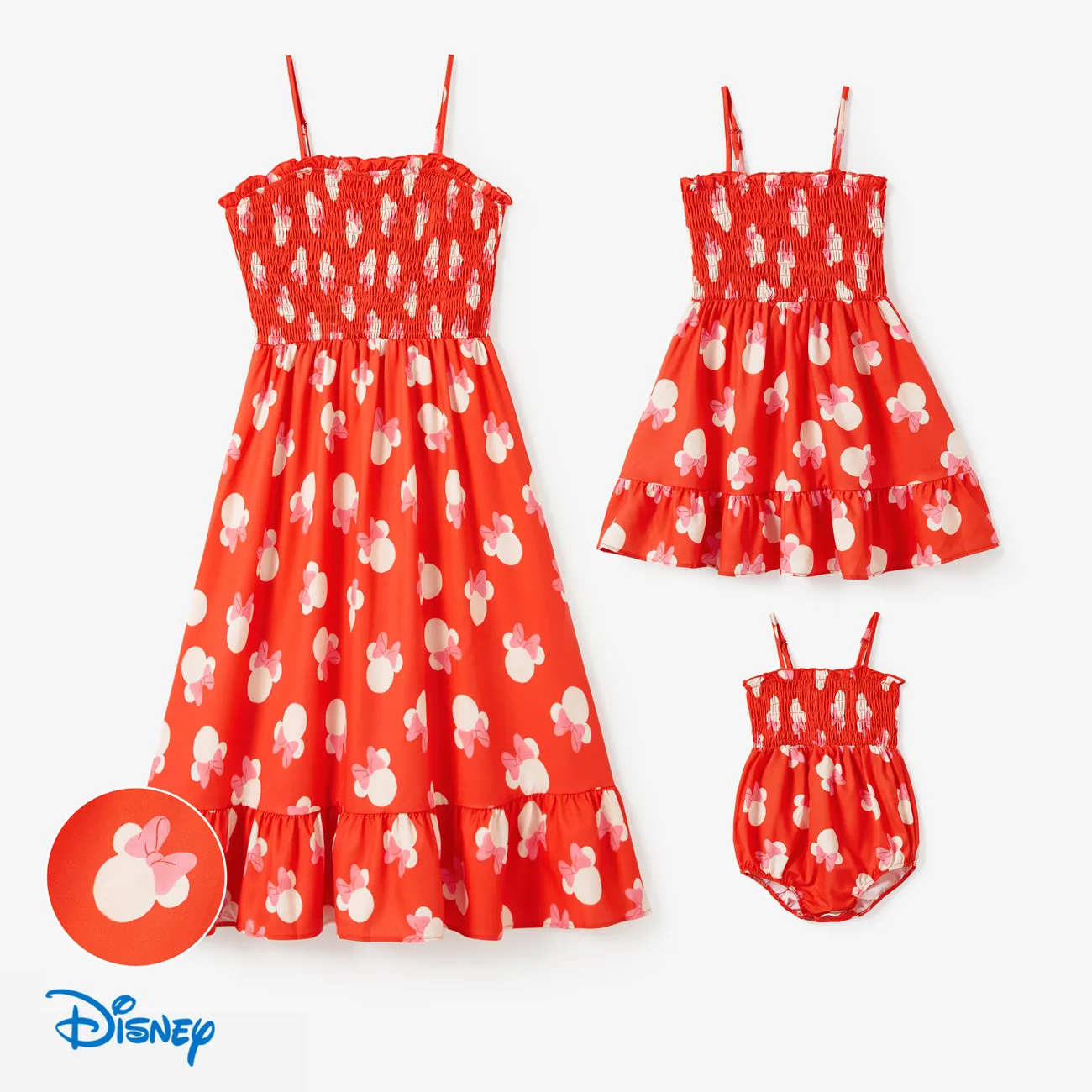 Disney Mickey and Friends Mommy and Me Minnie All-over Print Sleeveless Dress/Romper orangered big image 1