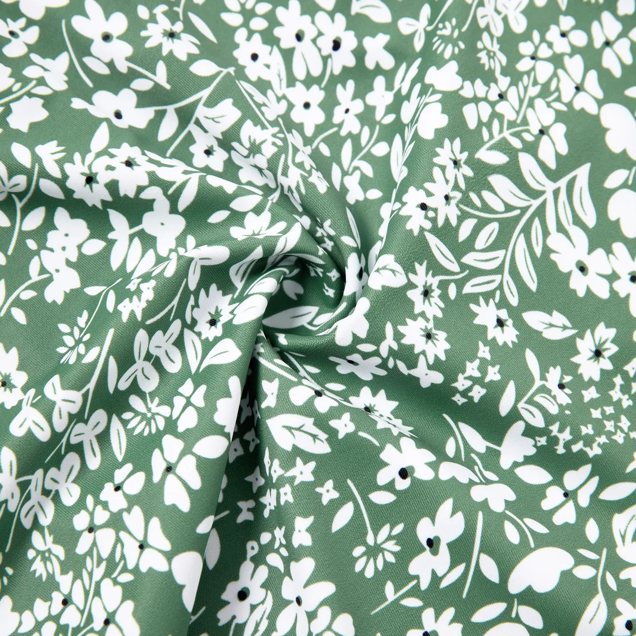 ملابس السباحة إطلالة العائلة للجنسين النباتات والزهور الأخضر الرمادي big image 1