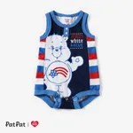 Care Bears Baby Boys/Girls Independence Day 1pc Character Striped Print Sleeveless Onesie Tibetanblue