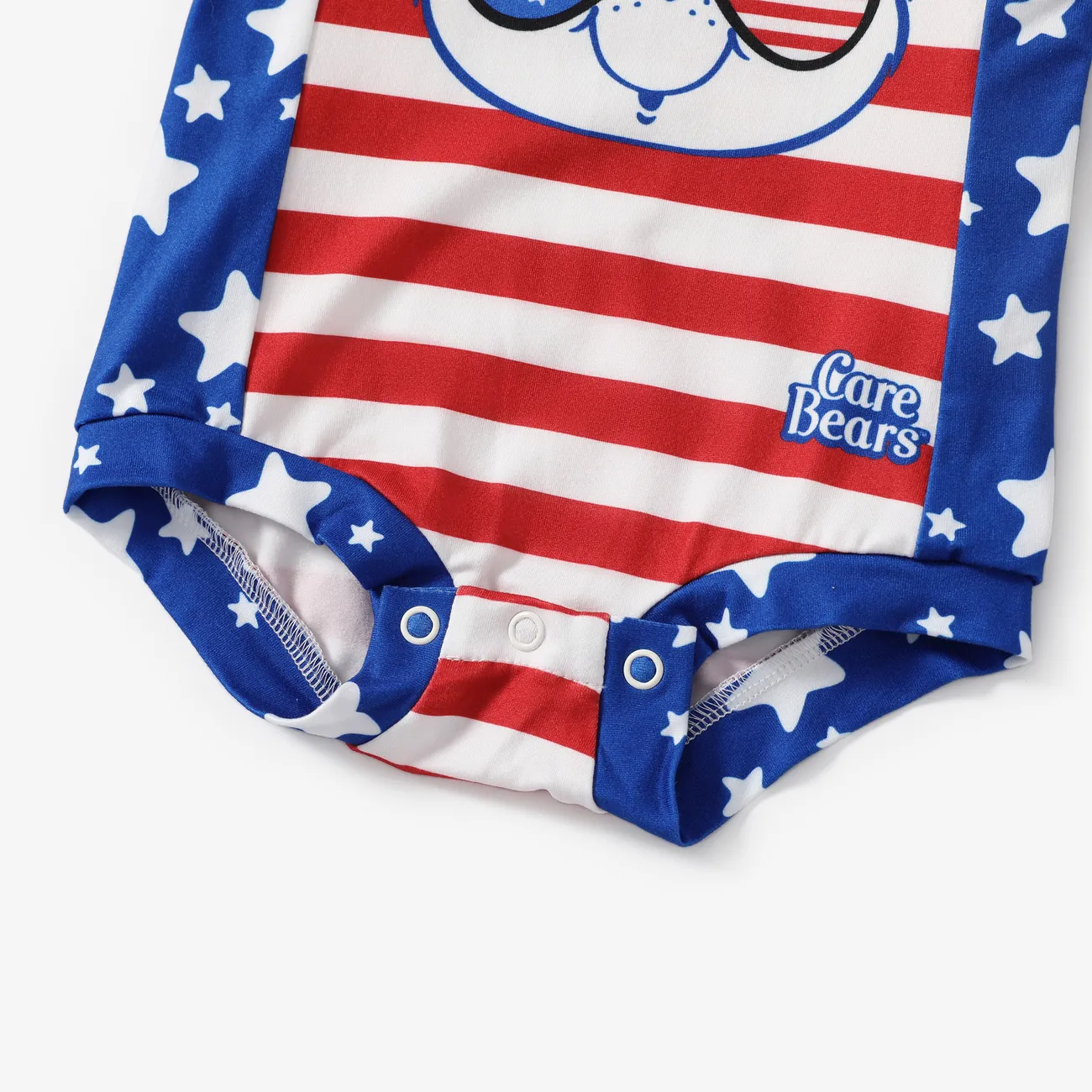 Care Bears Baby Boys/Girls Independence Day 1pc Character Striped Print Sleeveless Onesie Red big image 1