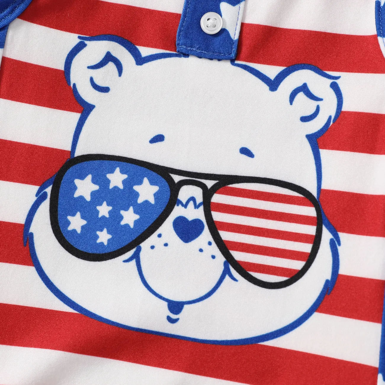 Care Bears Baby Boys/Girls Independence Day 1pc Character Striped Print Sleeveless Onesie Red big image 1
