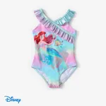 Disney Princess Toddler Girls 1pc Ariel Mermaid Gradient Print Metallic Ruffled Layers Swimsuit  Multi-color