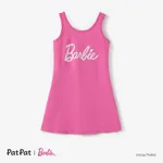 Barbie Toddler/Kid Girl Mother's Day Classic Barbie Letter and Heart Allover Print Dress Roseo