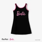 Barbie Toddler/Kid Girl Mother's Day Classic Barbie Letter and Heart Allover Print Dress Black