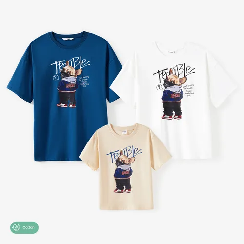 Familienpassendes cooles Doggy-T-Shirt mit kurzen Ärmeln und Übergröße aus Baumwolle mit Grafik