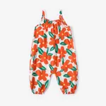 100% Cotton Baby Girl All Over Floral Print Cami Jumpsuit Orange