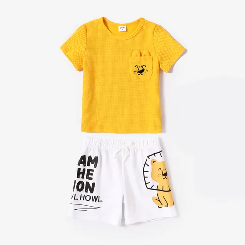 Toddler Boy 2pcs Lion Print Tee et Shorts Set