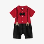 Bebé Menino Costuras de tecido Clássico Manga curta Macacão Vermelho