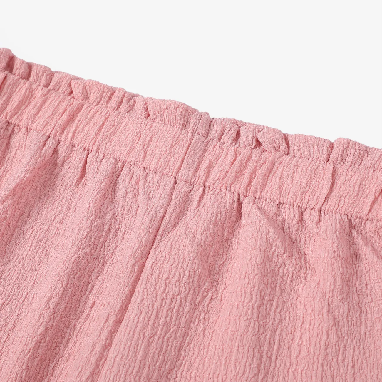 Criança menina cor sólida alface guarnição saco de papel de perna larga calças de comprimento de bezerro Rosa big image 1