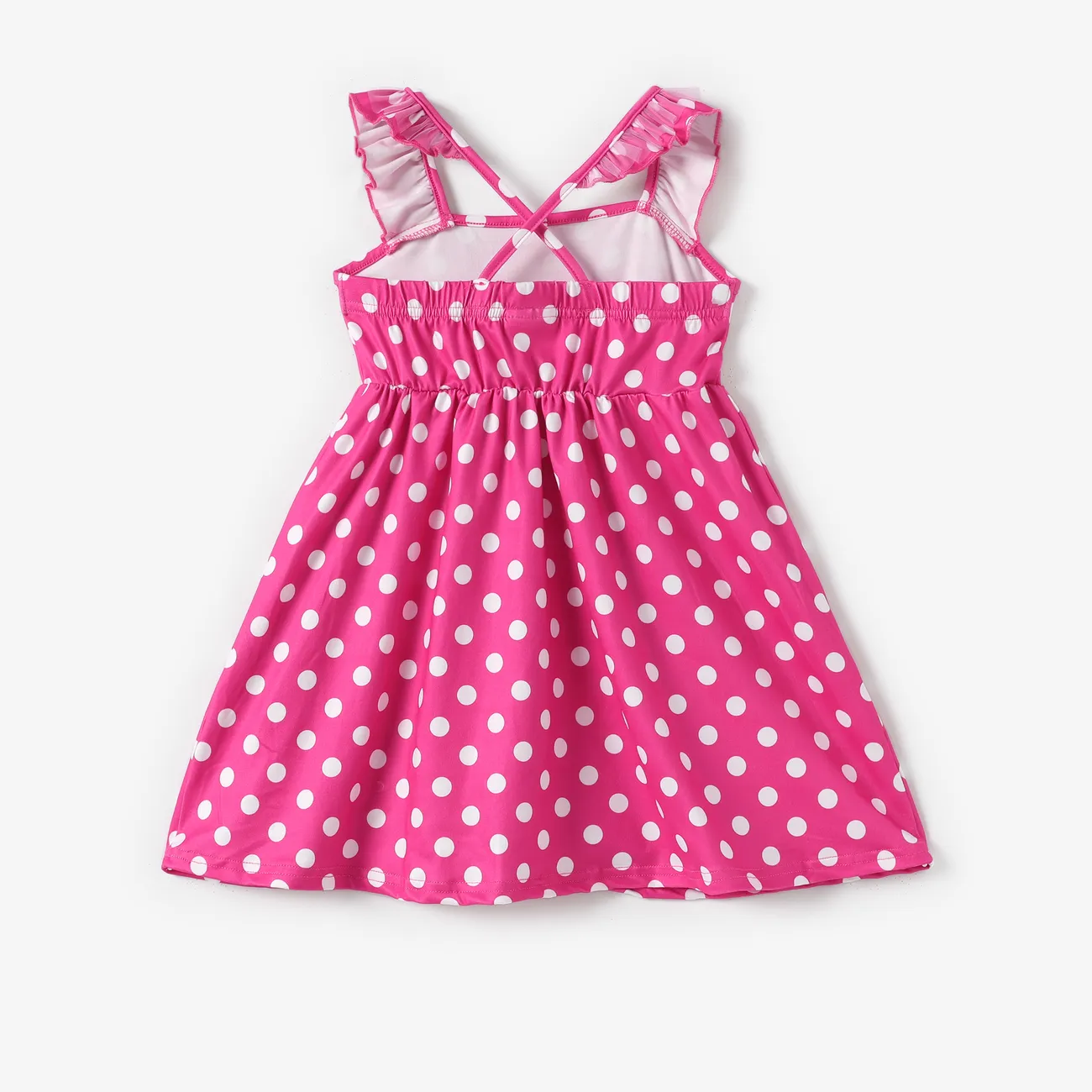 Care Bear Toddler Girls 1pc Tropical Flower Polka Dots Flutter Sleeve Dress PINK-1 big image 1